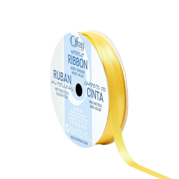 Offray Ribbon, Yellow Gold Narrow Double Faced Satin Polyester Ribbon