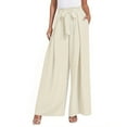 thumbnail image 3 of Fantaslook Womens Wide Leg Lounge Pants with Pockets High Waisted Adjustable Tie Knot Loose Casual Trousers Dress Work Pants, 3 of 9