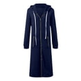 thumbnail image 6 of Resicozy Long Hoodies for Women Zip Up Oversized Long Sleeve Sweatshirt Winter Hoodie Dress with Pocket Navy L, 6 of 6