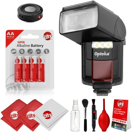 Opteka IF-800 Autofocus Speedlight Flash with Built-In LED Video Light w/ IR Remote + Cleaning Kit for Sony a9, a7S, a7R, a7, a6500, a3600, a6000, a3500, a3000, a99 Digital