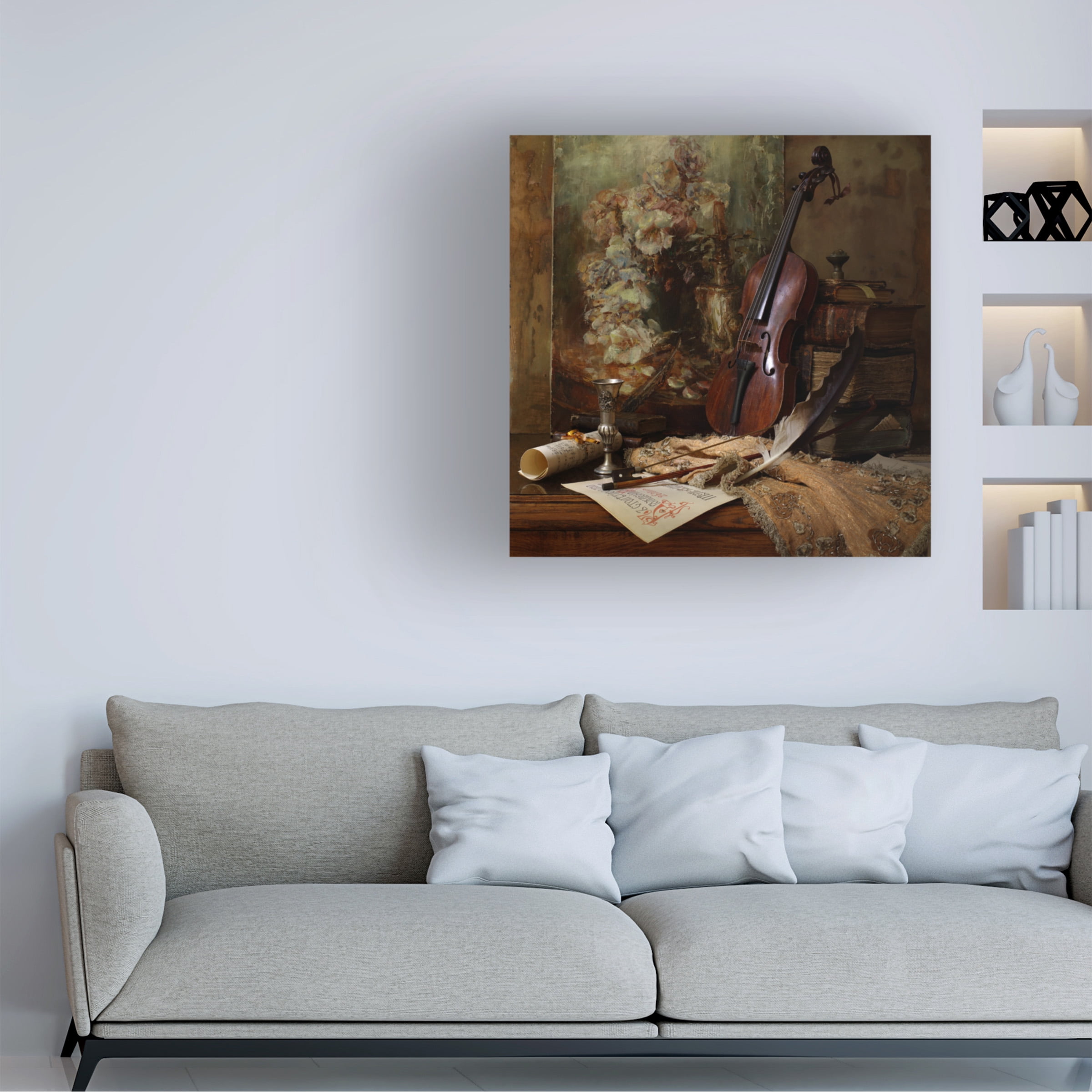 Andrey Morozov 'Still Life With Violin And Painting' Canvas Art