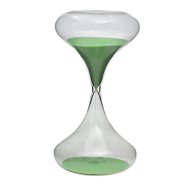 Temporizador de reloj de arena con gotas de vidrio para oficina, sala de estar y baño. Verde