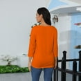 thumbnail image 6 of DENGDENG Womens 3/4 Sleeve Tops Xl Crew Neck Summer Basic Tees Casual Button Down Elbow Shirts Spring Three Quarter Length Tunic Tops Business Pullover Orange XL, 6 of 6