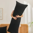 thumbnail image 6 of BESTOUCH 100% Washed Cotton Full Body Pillowcase Linen Feel Soft Breathable 1Pcs with Envelope Closure Solid Deep Black 20x54 Inches, 6 of 6