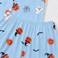 thumbnail image 6 of Curuila Toddler Girls Halloween Pajamas Set Short Sleeve Hallowmas Cartoon Print Lapel Button Down Pjs Tops With Shorts For Party Fashionable Homewear Blue Size 4-5 Years, 6 of 9