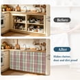 thumbnail image 4 of Buffalo Plaid Cabinet Curtain 32"Wx55"L,Dustproof Pantry Door Curtain W/ Self Adhesive Tape,Farmhouse Red Green Beige Check Gingham Tall Storage Cover Privacy Drape for Bathroom Kitchen Laundry Room, 4 of 9