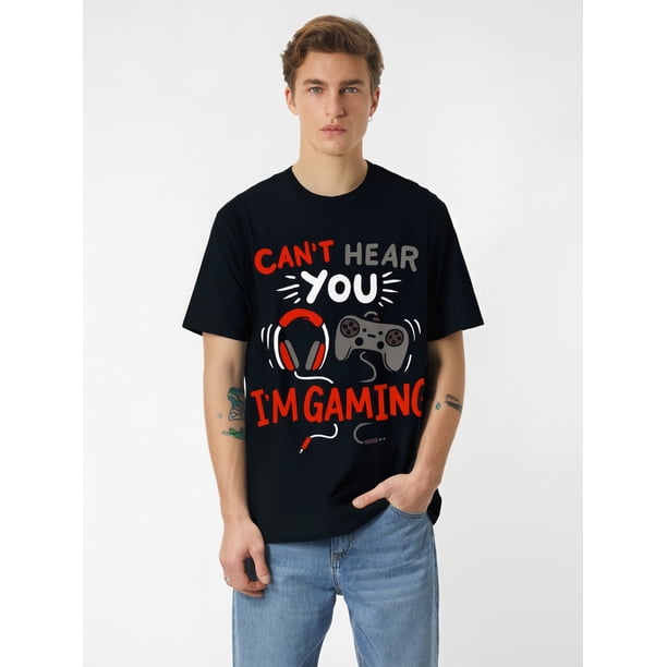 Funny 'Can't Hear You, I'm Gaming' Cotton T-Shirt - Perfect Gamer Gift, Casual & Sporty Fit for Outdoor Activities Tee For Adult, Men, Women, Teen, Teenager, Adolescent,Youth
