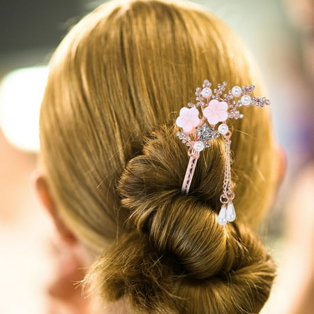 TITINICE 2Pcs Retro Flower Hairpin Assorted Color Vintage Chinese Style Hair Stick with Tassel