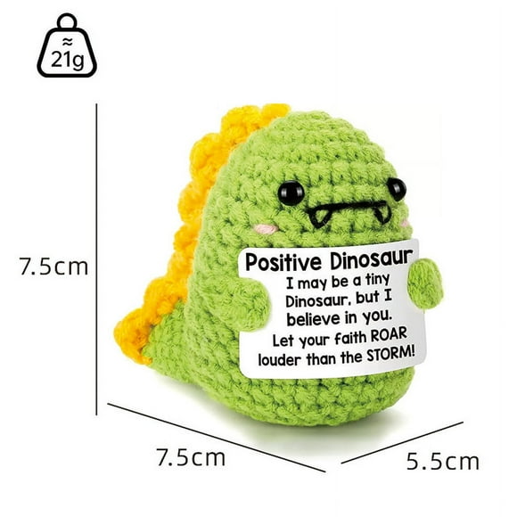 Hedgehog Positive Crochet Animals - Handmade Emotional Support Crochet Doll Desk Decor Pickle Gifts Emotional Support Plush for Anxiety & Stress Relief (7cm)