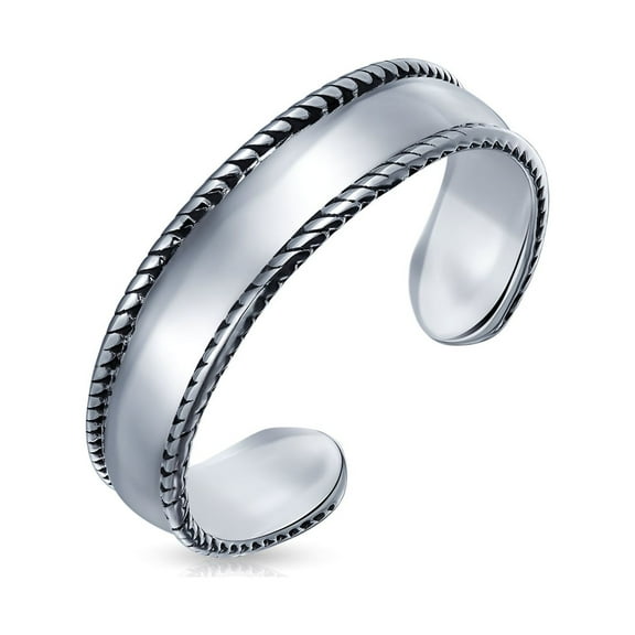 Bling Jewelry Womens Mid Finger Braided Bali Midi Toe Ring or Pinky Ring Oxidized Silver Sterling
