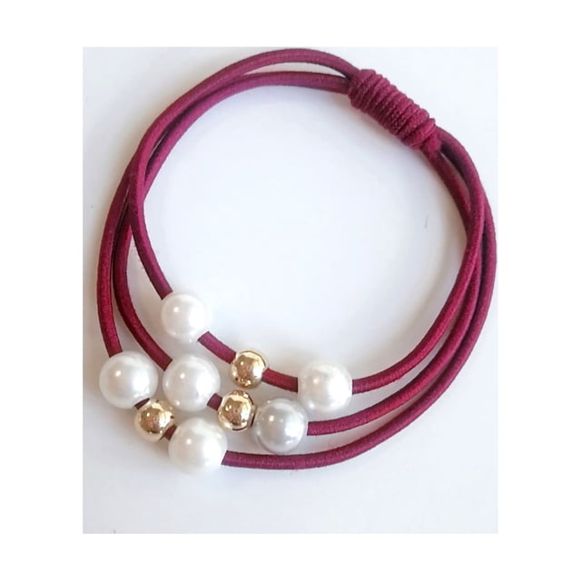 Diademas para el cabello a la moda, perlas postizas, buena elasticidad, lazos elásticos para el cabello, accesorios para el cabello para niñas, rojo vino