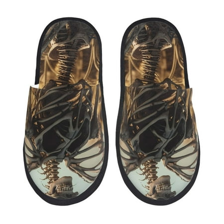 Balery Skull Butterfly Sunflower Slient Indoor Furry Fleece Comfort House Shoes Soft Non-Slip Home Shoes Cotton slippers House Slippers-- Medium
