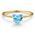 thumbnail image 3 of Gem Stone King 14K Two Tone Gold Swiss Blue Topaz Solitaire Engagement Ring for Women | 0.55 Cttw | Heart Shape 5MM | Gemstone November Birthstone | Size 8, 3 of 6