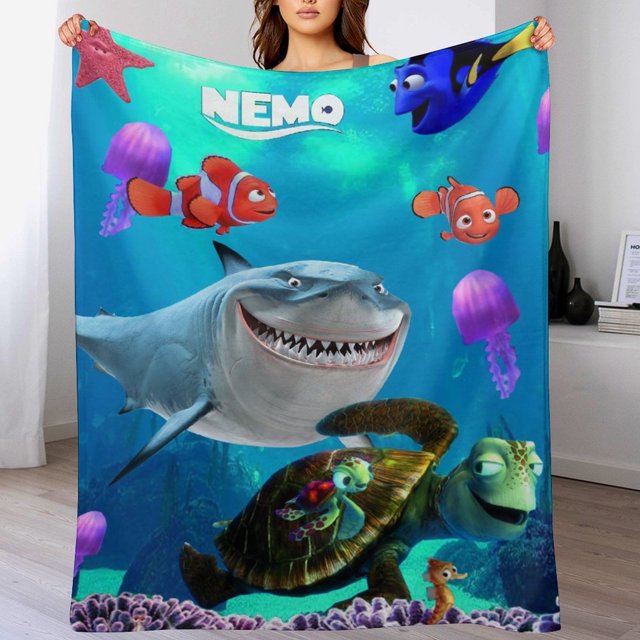 Manta de dibujos animados de Buscando a Nemo, suave y acogedora manta de felpa mullida para niños, niñas y adultos jóvenes, cálida manta de franela para sala de estar, dormitorio, sofá cama de 40 x