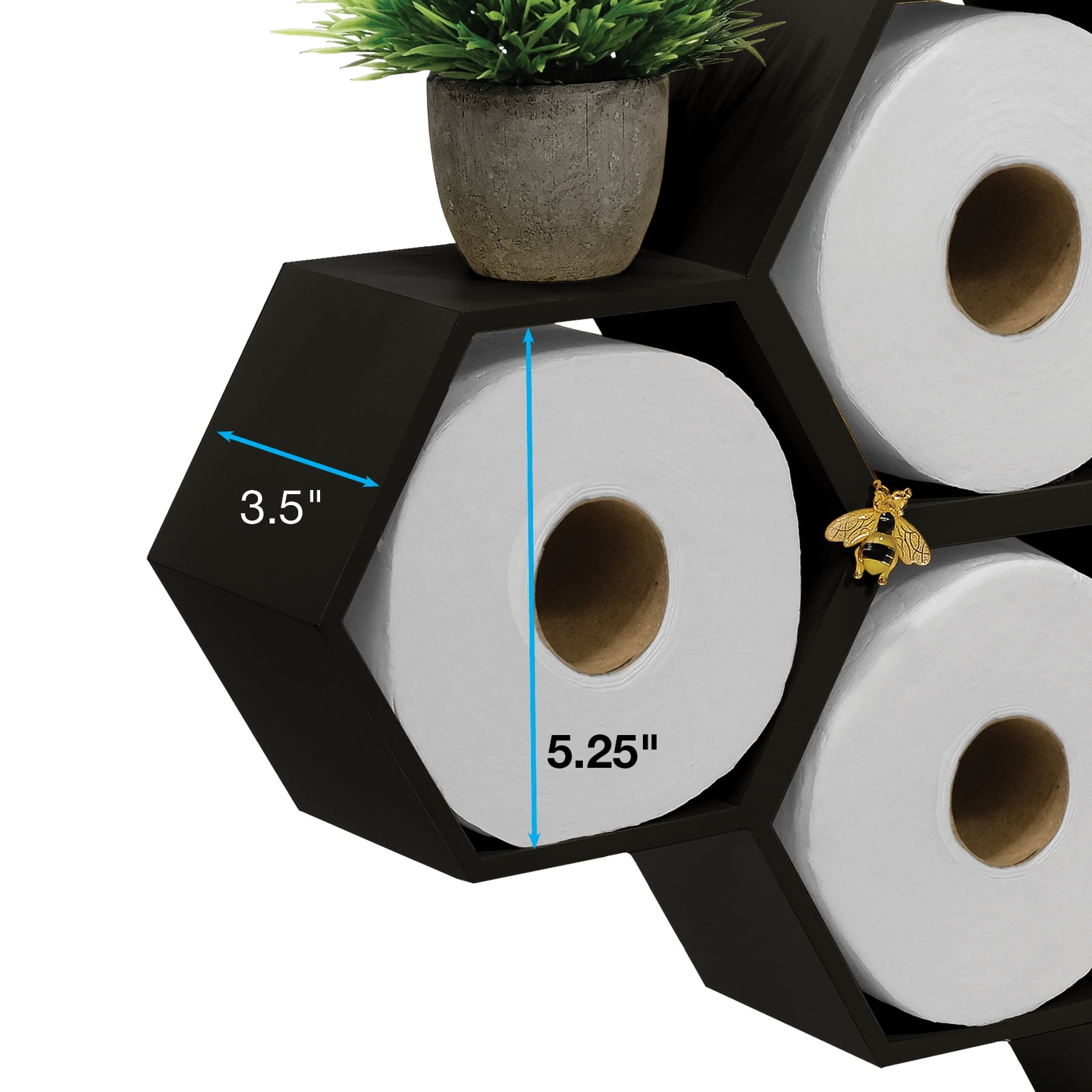 Excello Global Products Painted Honeycomb Toilet Paper Holder with Bees