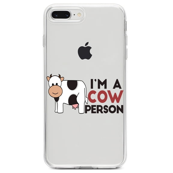 DistinctInk Clear Shockproof Hybrid Case for iPhone 7 PLUS / 8 PLUS (5.5" Screen) TPU Bumper Acrylic Back Tempered Glass Screen Protector - I'm A Cow Person