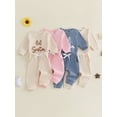 thumbnail image 3 of Cenuakty Fall Outfit Long Sleeve Letter Embroidery Romper Drawstring Pants, 3 of 9