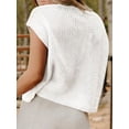 thumbnail image 4 of Women'S American Flag Sweater Cap Sleeve Crop Tops Crew Neck Loose Fit Knit Sweater Pullover Top White L, 4 of 8
