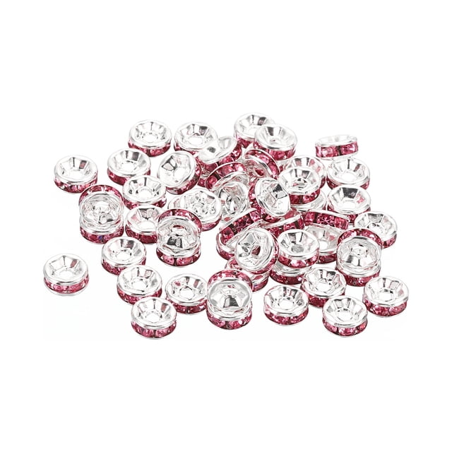 Unique Bargains 6mm Spacer Beads, 100pcs Bead Spacers Rhinestone Round Bulk Beads for Jewelry Making, Pink
