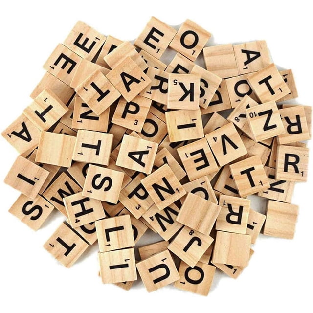 100Pcs Wooden Alphabet Tiles Scrabble Replacement Letters for Board Games, Wedding Frame and Wall Art
