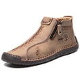 thumbnail image 1 of Men's Handmade Boots, Classic Stitching Ankle Boots, Outdoor Casual Zipper Shoes, 1 of 6