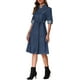 thumbnail image 4 of Vestido de mezclilla INSPIRE CHIC para mujer, de manga larga, con botones, corte A, con cinturón, clásico, talla XL, azul oscuro, 4 of 6