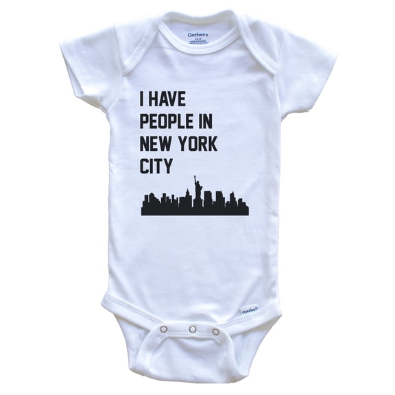 I Have People In New York City New York Skyline Baby Bodysuit, 0-3 months white