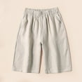 thumbnail image 2 of BLVB Cotton Linen Shorts for Women Casual Elastic Waist Wide Leg Shorts Summer Plus Size Shorts with Pockets, 2 of 7