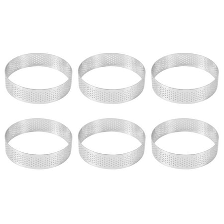 

WELPET 6 Pack Stainless Steel Tart Rings Heat-Resistant Perforated Cake Mousse Ring Cake Ring Mold Round Cake Baking Tools