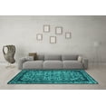 thumbnail image 3 of Ahgly Company Indoor Round Oriental Turquoise Blue Industrial Area Rugs, 8' Round, 3 of 4