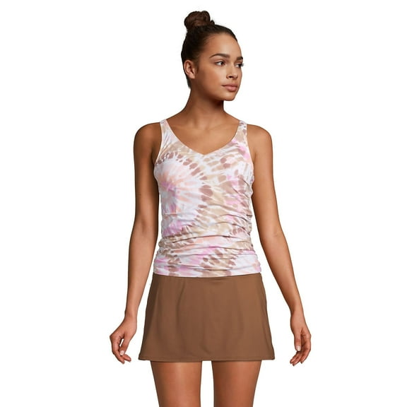 Lands' End Tankini Top, Chlorine Resistant V-Neck Underwire Tie-Dye, Women's 10