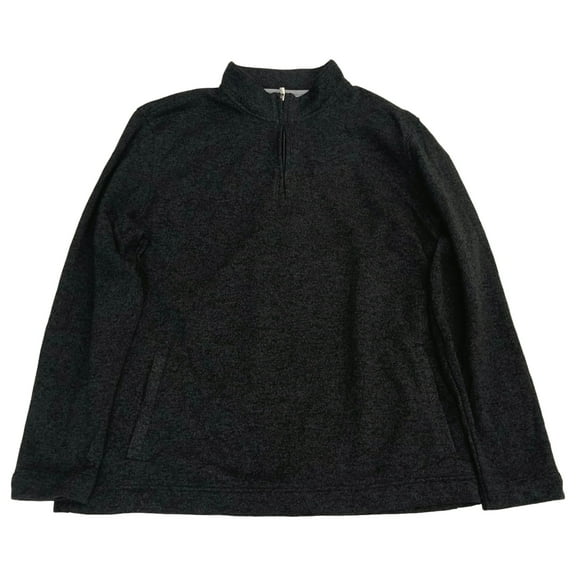 Van Heusen Mens Black Heather Quarter Zip Mock Neck Sweatshirt Jacket XX-Large