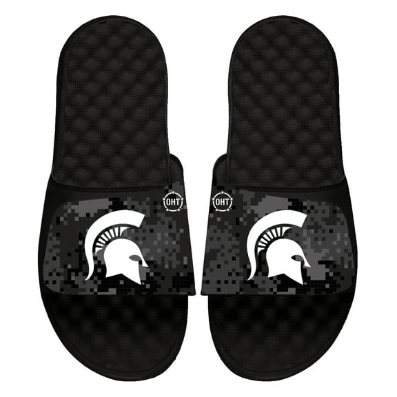 Unisex ISlide  Black Michigan State Spartans Digi Camo Slide Sandals