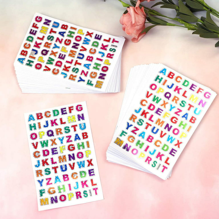 10 Sheets Glitter Alphabet Letter Stickers Self Adhesive Abc A-z