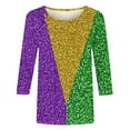 thumbnail image 4 of SOOMLON Mardi Gras Tops for Women Tuesday Shirts Carnival Themed Party 3/4 Sleeve Outfits Funny Color Block Graphic Tshirts Tunic Crewneck Tops New Orleans Holiday Blouses 2025 Multicolor XL, 4 of 5