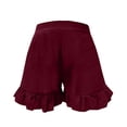thumbnail image 6 of Shorts for Women Dressy Casual High Waist Ruffle Hem Wide Leg Short Loose Elegant Summer Vacation Shorts with Pocket Red XL, 6 of 6