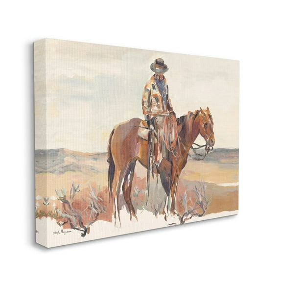 Stupell Home Décor Cowboy Fields and Farm Western Painting Canvas Wall Art by Marilyn Hageman