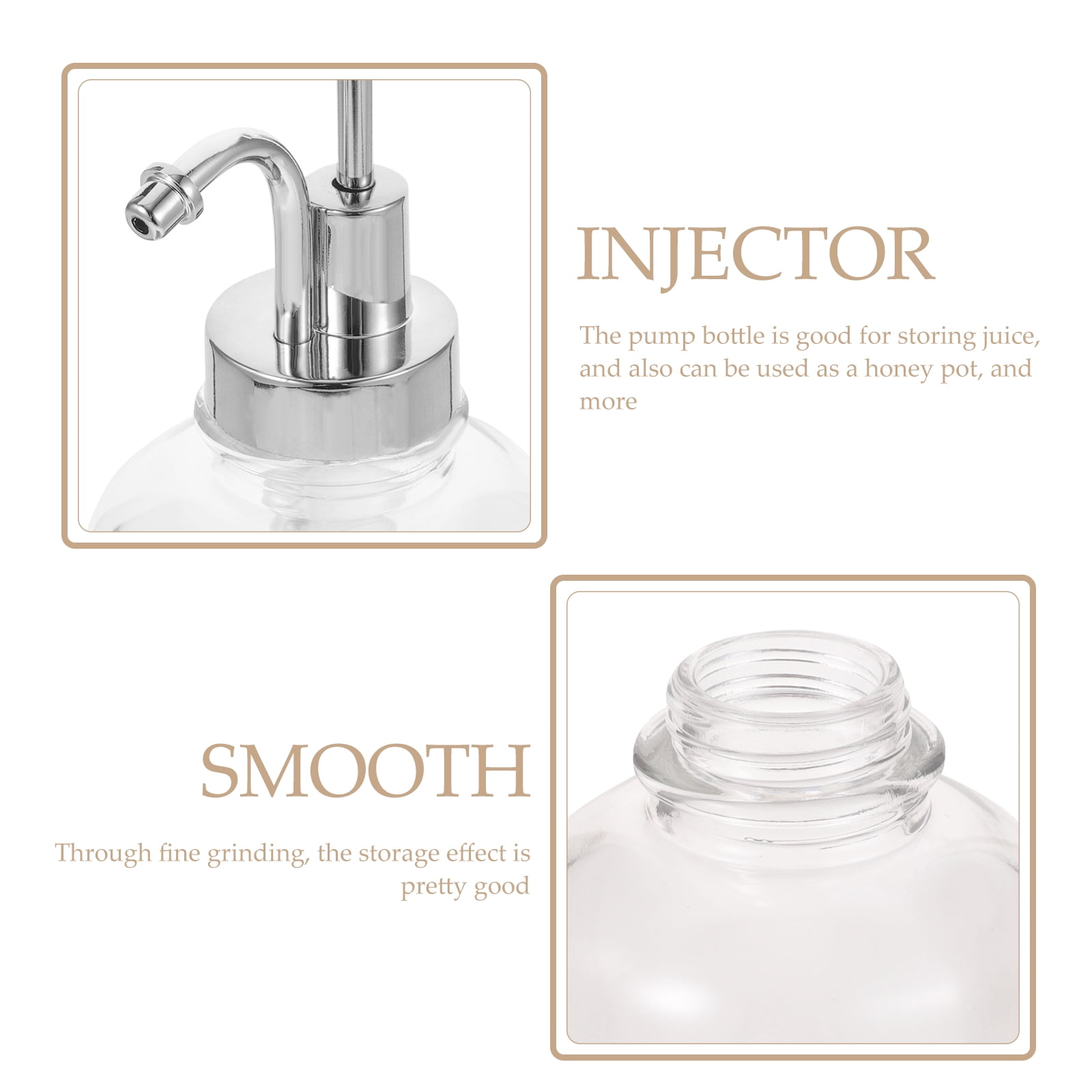 OHOIOLLA Syrup Dispenser Glass Stainless Steel 1Set 8.7X3.2X3.2In