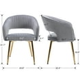 thumbnail image 6 of Guyou Modern Velvet Dining Chair Set of 2, Upholstered Accent Armchair with Hollow Back and Gold Metal Legs for Living Room Dining Room Kitchen Reception Room, Grey, 6 of 14