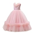 thumbnail image 1 of HBFAGFB Robe Formelle Filles Mode Enfants Sans Manches Fleur Princesse Jupe Longue en Maille Rose Taille 10a, 1 of 4