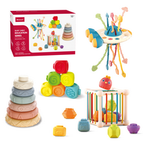 4 in 1 Baby Montessori Toys for 1 Year Old -Sensory Pull String Toys for Baby 6-12 Months, Fine Motor Skills Toys for 1 Years Old Christmas Gifts