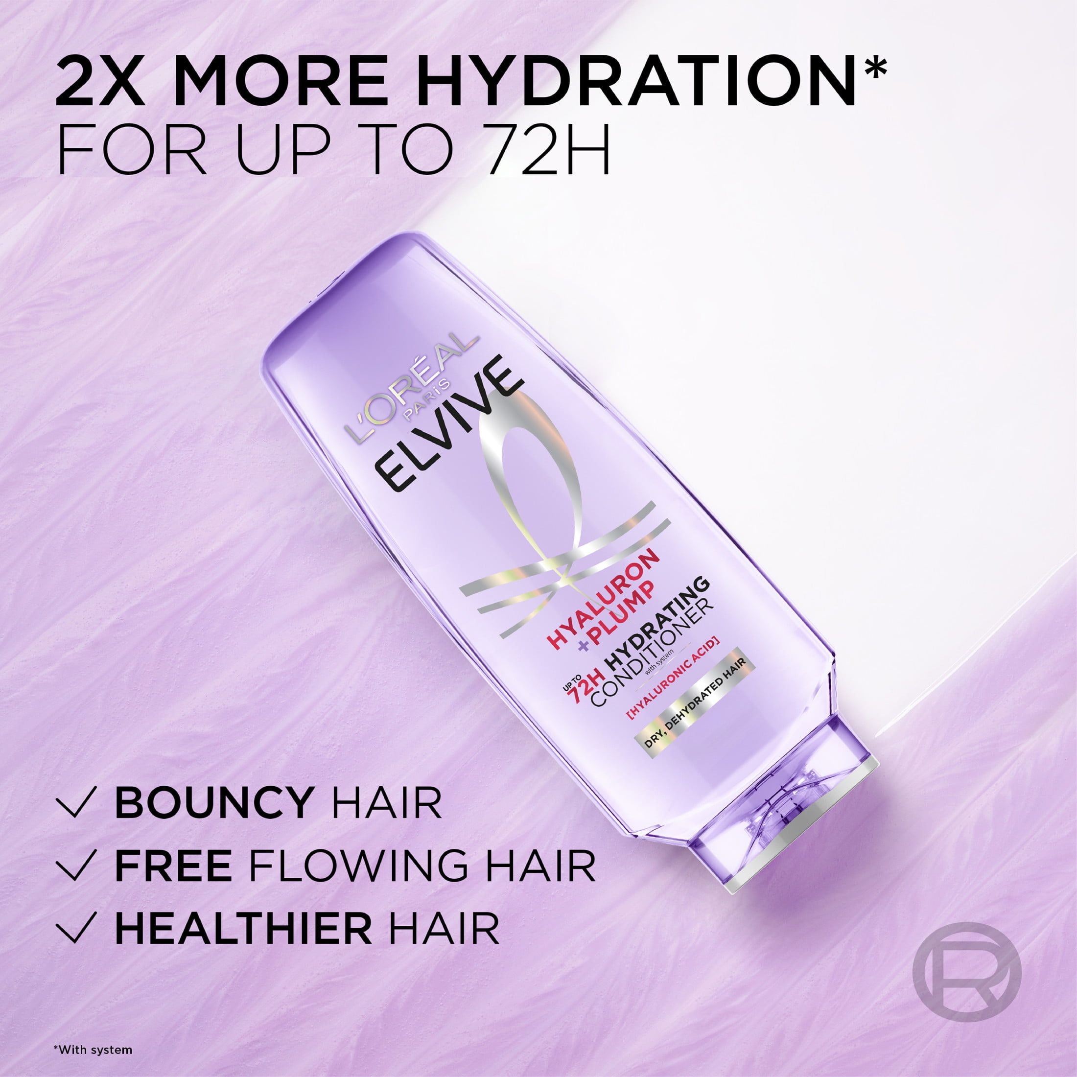 (6 pack) L'Oreal Paris Elvive Hyaluron Plump Hydrating Hair Conditioner, Moisturizing, Squeeze, 13.5 fl oz