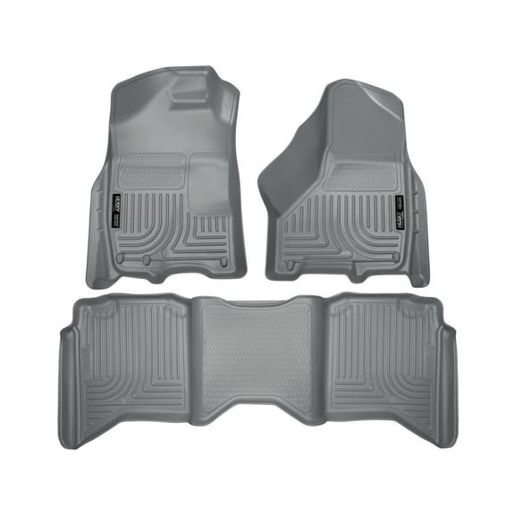 Husky Liners 99002 Weatherbeater Floor Mats Fit 2009-2024 Dodge Ram 1500/2500/3500/Ram Truck 1500/2500/3500 Classic Crew Cab (w/ Single/Dual Floor Mat Hooks) - Front/2nd Seat - Grey