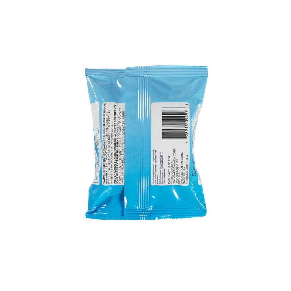 Lingettes nettoyantes equate pour le visage, emballage de voyage
