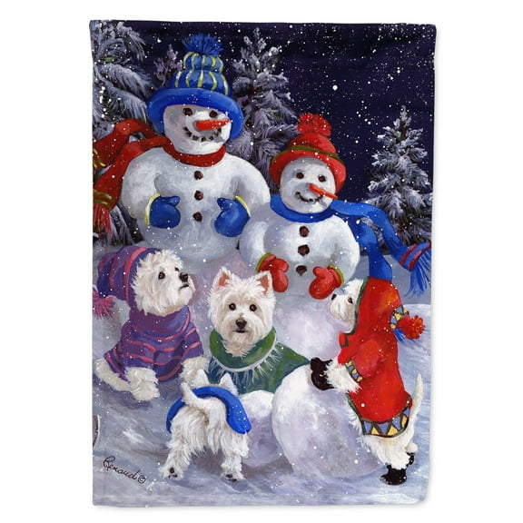 Westie Snowpeople Garden Flag