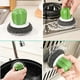 thumbnail image 4 of Creativo Cactus en forma de cocina removedor de manchas plato tazón limpieza bolas cepillos con mango negro, 4 of 5
