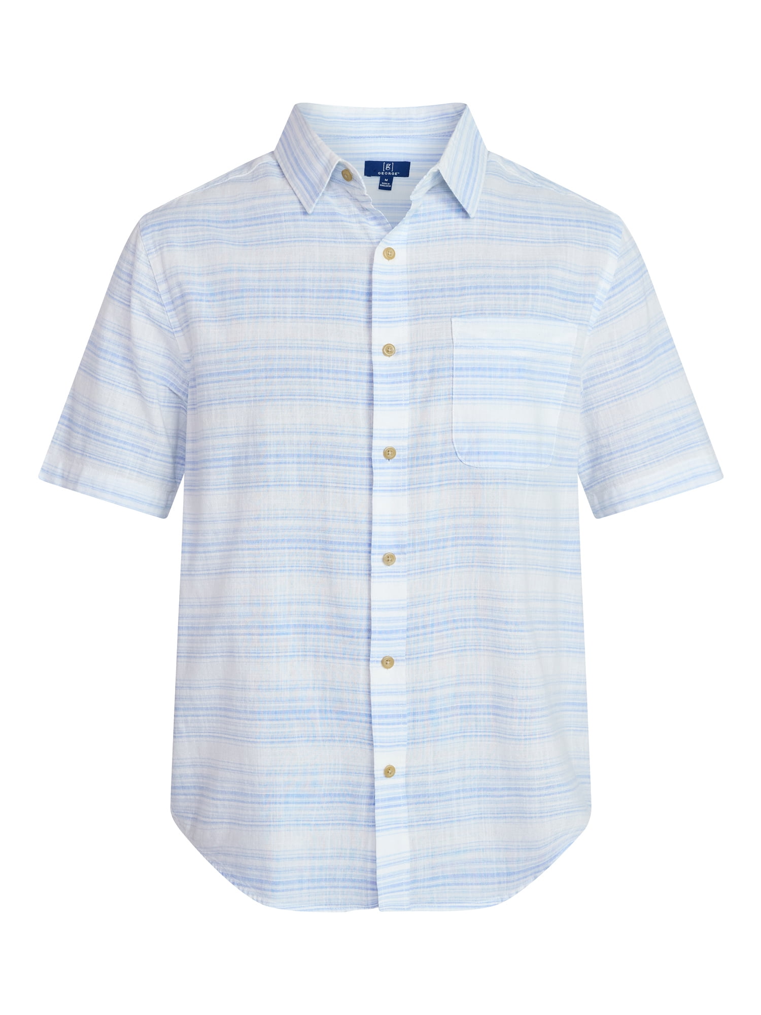 George Men's & Big Men's Modern Fit Poplin Button Up Shirt with Short Sleeves, Sizes XS-5XL