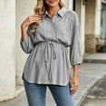 thumbnail image 2 of Bovxnpu Maternity Long Sleeve Shirts Maternity Lapel Collar Drawstring Shirt Tops, 2 of 9