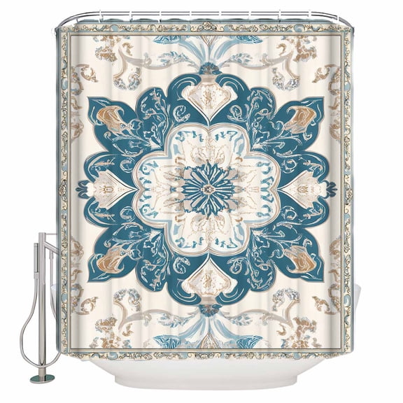 Small Stall Shower Curtain 48x72 Inch Narrow Half Size Boho Flowers Bath Curtains Bathroom Decor Country Neutral Chic Abstract Floral Art Waterproof Fabric Shower Curtain Set with Hooks 48 Inch