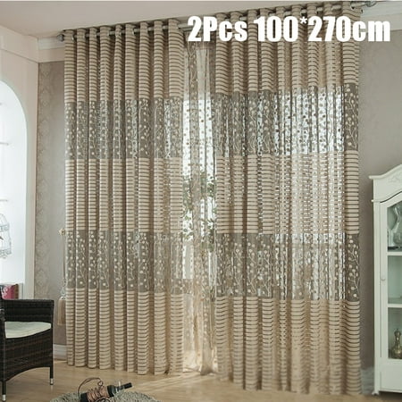 100 270cm A Pair Curtain Floral Tulle Door Window Curtains
